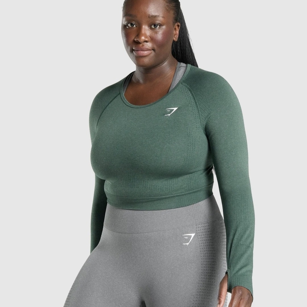 Gymshark Dark Green Long Sleeve Crop Top